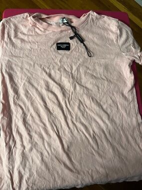 Dolce & Gabbana Pink Crewneck T-Shirt with Logo Patch